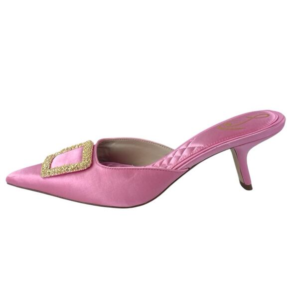 Sam Edelman Brit Pink Pointed Toe Buckle Detail Kitten Heel Slip On Pumps Sz 10 - Picture 1 of 6